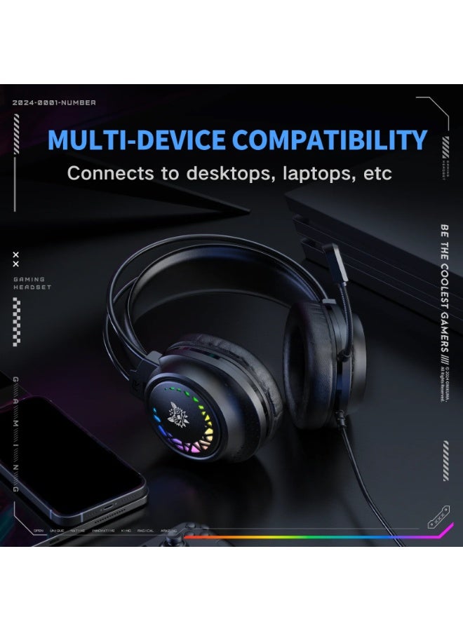 onikuma X92 Gaming Headsets - RGB Lighting, 3D Surround Sound & Competitive Performance - Image 5